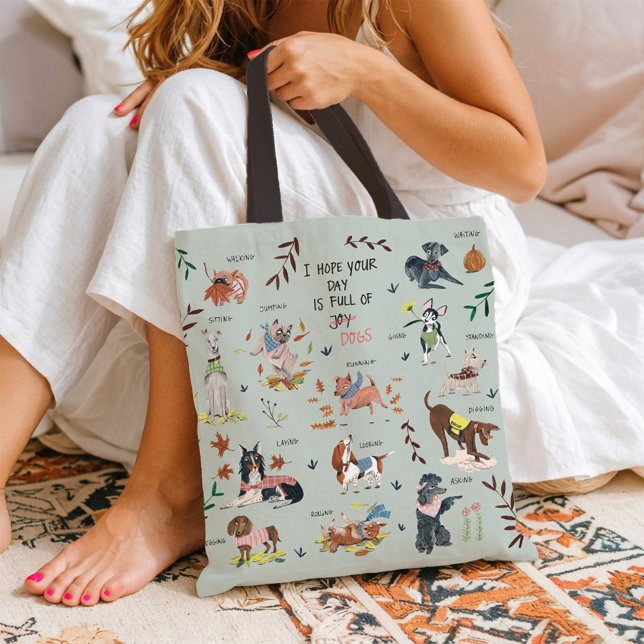 Cute Dogs Illustration Pattern Funny Dog Lover  Tote Bag (Cute Dogs Illustration Pattern Funny Dog Lover Tote Bag)