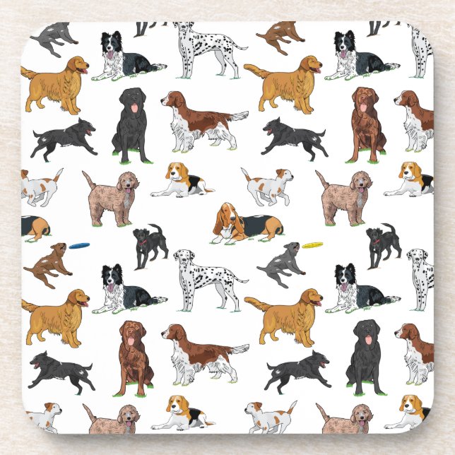 Cute Dogs Illustrations  Beverage Coaster (Front)