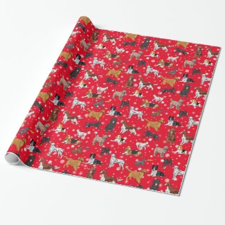 Cute Dogs Illustrations Holiday Wrapping Paper