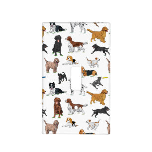 Cute Dogs Illustrations Light Switch Cover