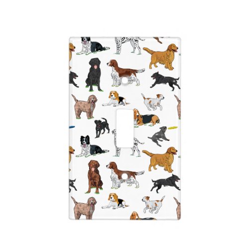 Cute Dogs Illustrations Light Switch Cover