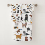 Cute Dogs Illustrations Pattern Bath Towel Set at Zazzle