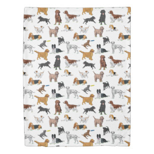 Cute Dogs Illustrations Pattern Duvet Cover