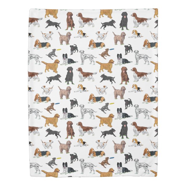 Cute Dogs Illustrations Pattern Duvet Cover (Front)