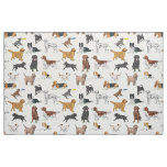 Cute Dogs Illustrations Pattern Fabric