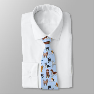 Cute Dogs Illustrations Pattern Neck Tie