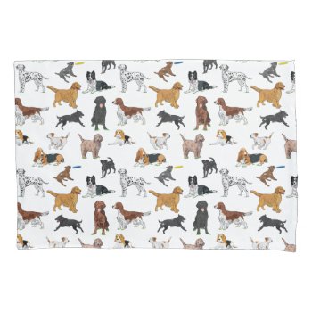 Cute Dogs Illustrations Pattern Pillow Case by judgeart at Zazzle