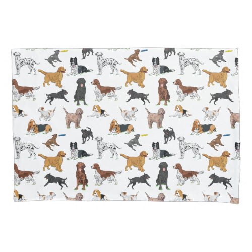 Cute Dogs Illustrations Pattern Pillow Case