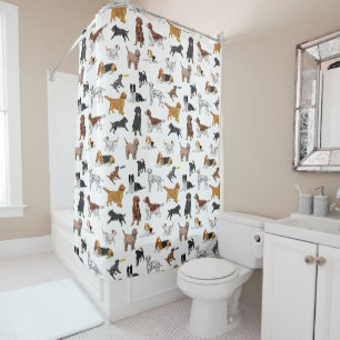 Cute Dogs Illustrations Pattern Shower Curtain