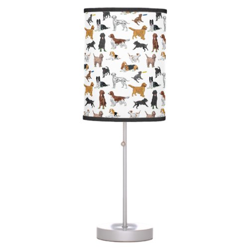 Cute Dogs Illustrations Pattern Table Lamp