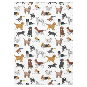 Cute Dogs Illustrations Pattern Tablecloth
