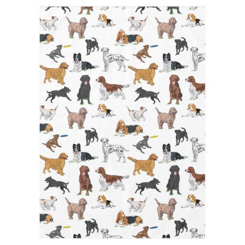 Cute Dogs Illustrations Pattern Tablecloth