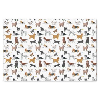 Cute Dogs Illustrations Pattern Tissue Paper by judgeart at Zazzle