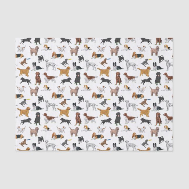 Cute Dogs Illustrations Pattern Tissue Paper (Front)
