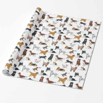 Cute Dogs Illustrations Pattern Wrapping Paper by judgeart at Zazzle