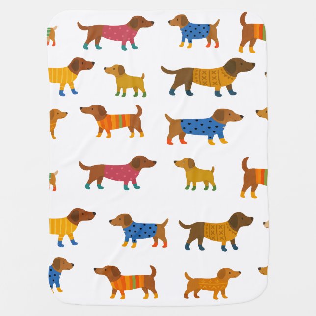 Cute Dogs in Sweaters Baby Blanket (Front)