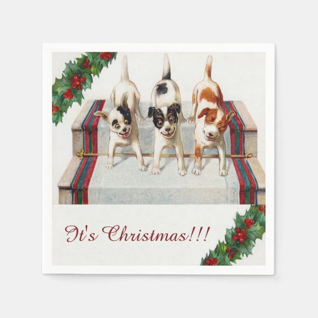 Cute Dog's "It's Christmas" Napkins (Front)