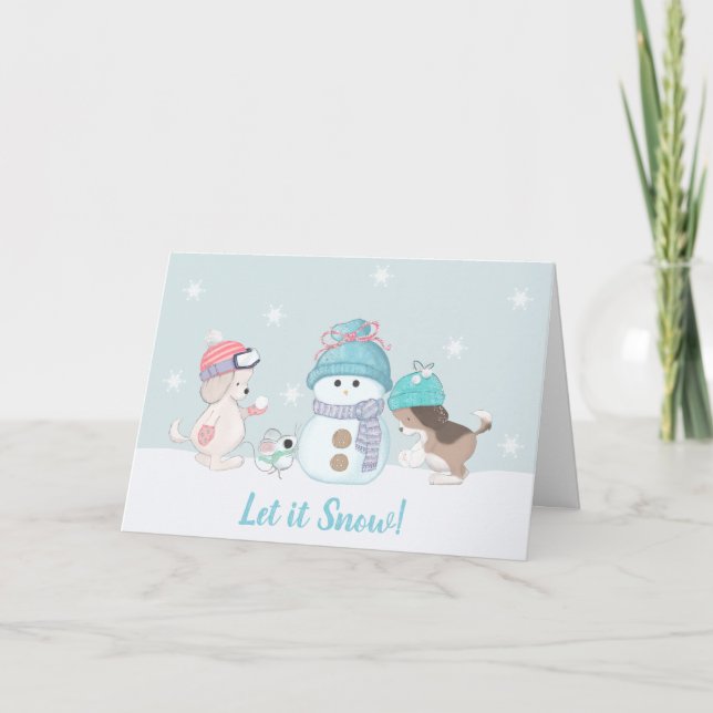 Cute Dogs Let is Snow Holiday Card (Front)