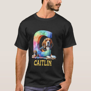 Cute Dogs Letter Caitlin Name Rainbow Dog T-Shirt