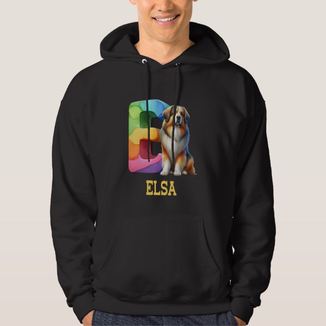Cute Dogs Letter Elsa Name Rainbow Dog Hoodie (Front)