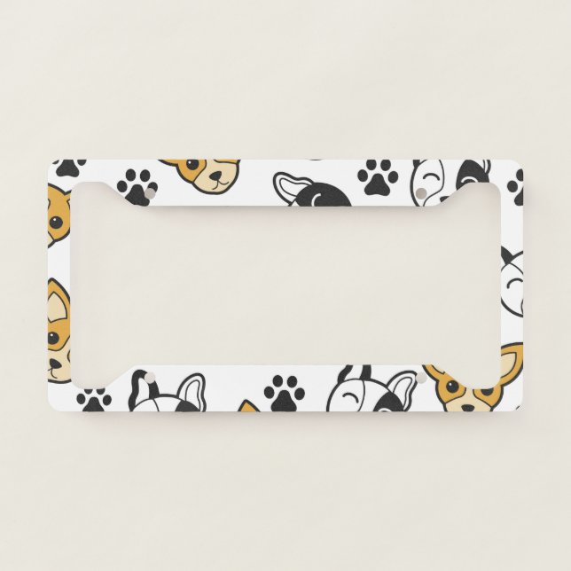 Cute Dogs License Plate Frame (Front)