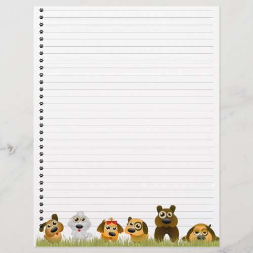 Cute Dogs  Lined Letterhead