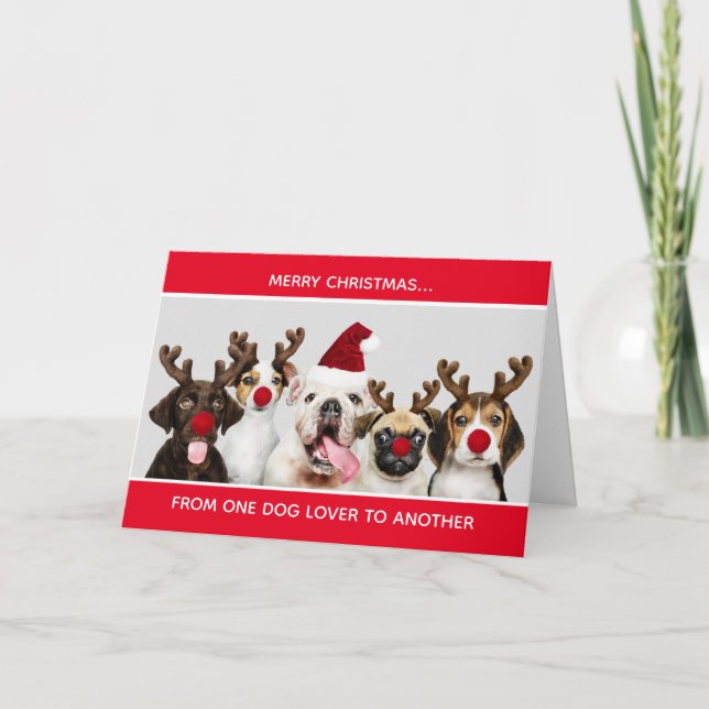 Cute Dogs Merry Christmas Dog Lover Christmas Card (Front)