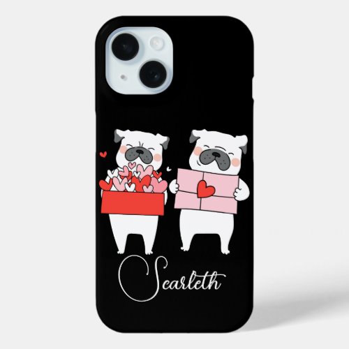 Cute Dogs  Modern Name Shadow iPhone 15 Case