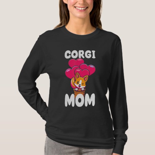 Cute Dogs Mum Dog Friend Flowers Corgi Mom T_Shirt