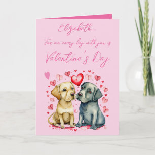 Cute dogs name pink Valentine's Day Card