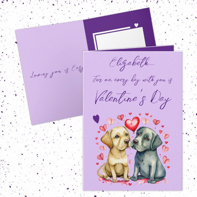 Cute dogs name purple Valentine's Day Card (Creator Uploaded)