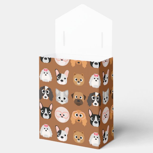 Cute Dogs on Brown Favor Boxes (Opened)