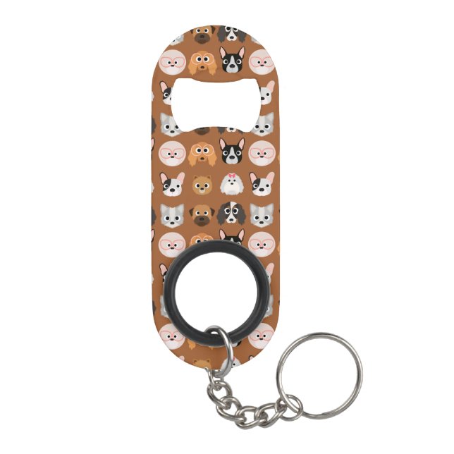 Cute Dogs on Brown Keychain Bottle Opener (Back)