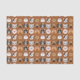 Cute Dogs on Brown Tissue Paper