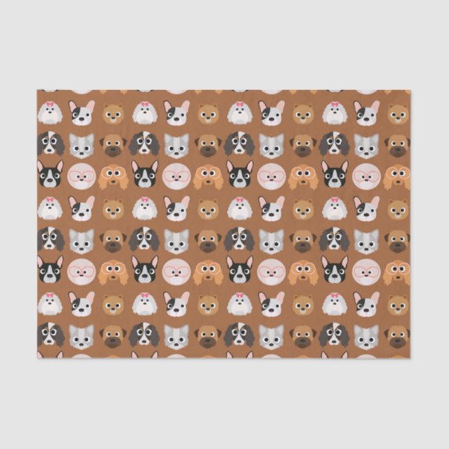Cute Dogs on Brown Tissue Paper (Front)