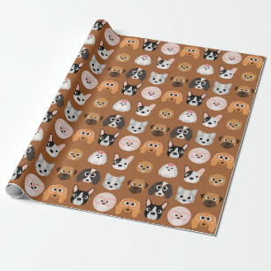 Cute Dogs on Brown Wrapping Paper