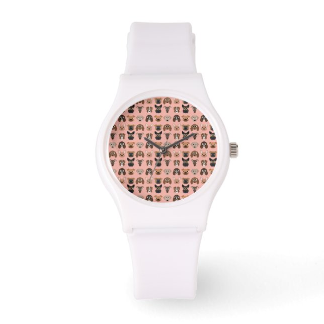 Cute Dogs on Pink Watch (Front)