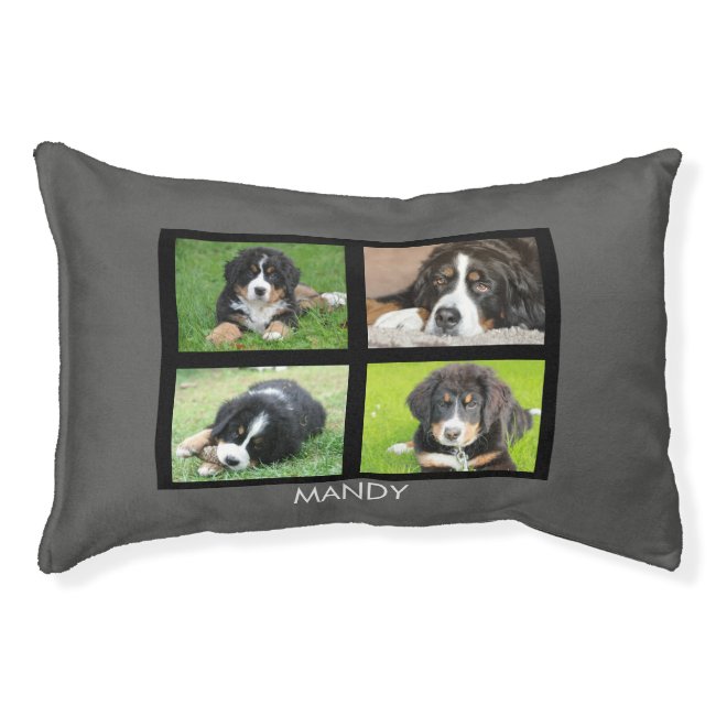 Cute Dogs own photo collage name Pet Bed