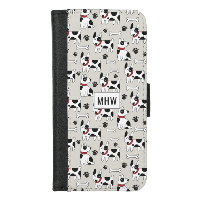 Cute Dogs Pattern custom monogram phone wallets (Front)