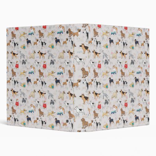 Cute Dogs Pattern Design White 3 Ring Binder