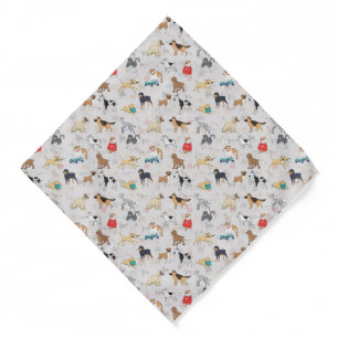 Cute Dogs Pattern Design White Bandana