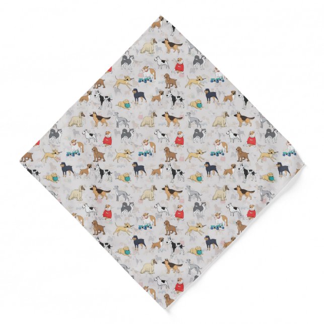 Cute Dogs Pattern Design White Bandana (Front)