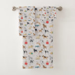 Cute Dogs Pattern Design White Bath Towel Set