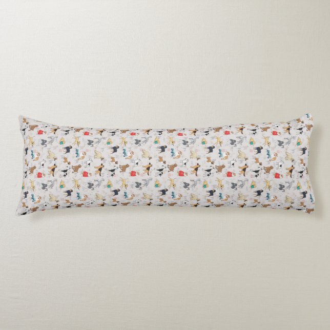Cute Dogs Pattern Design White Body Pillow (Front)