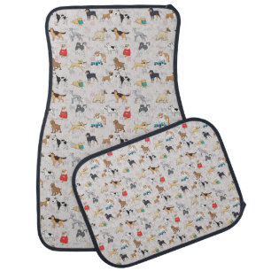 Cute Dogs Pattern Design White Car Floor Mat