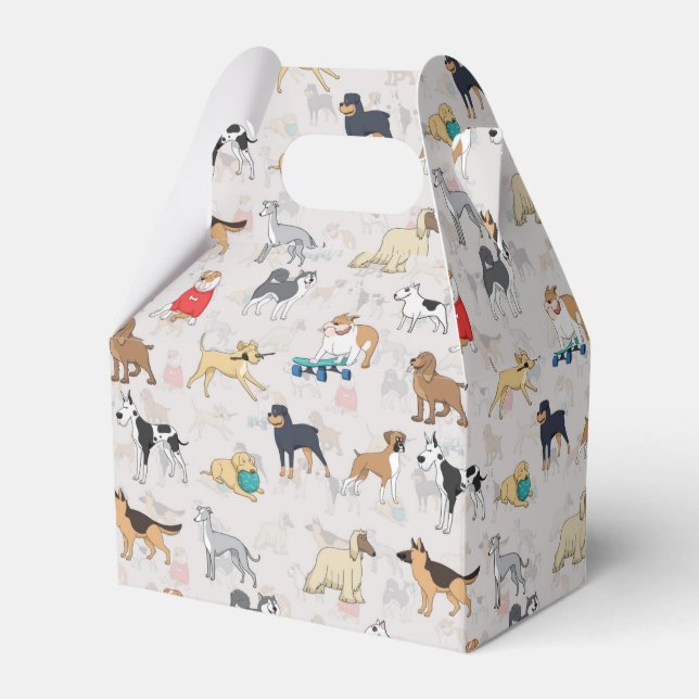 Cute Dogs Pattern Design White Favor Boxes (Front Side)
