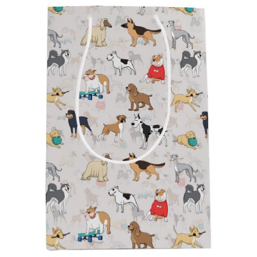 Cute Dogs Pattern Design White Medium Gift Bag