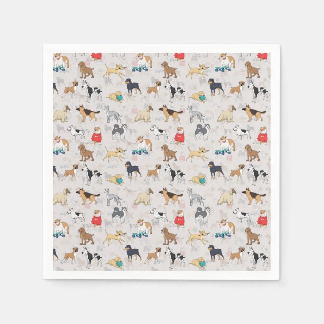 Cute Dogs Pattern Design White Napkins (Front)