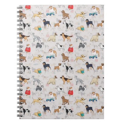 Cute Dogs Pattern Design White Notebook