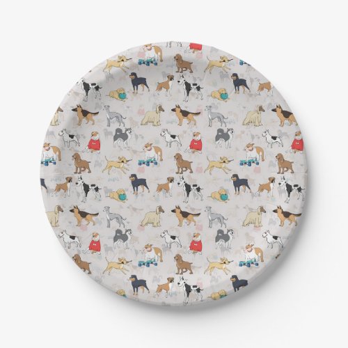 Cute Dogs Pattern Design White Paper Plates